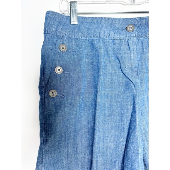 The Limited Women's Sailor Shorts Size 6 Blue Button Detail Chambray Denim - Picture 2 of 6